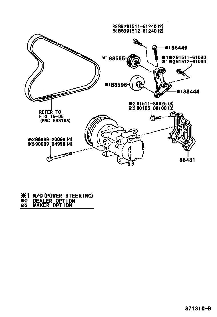 Toyota COROLLA Heating & Air Conditioning - Compressor EPC diagram — 871310B