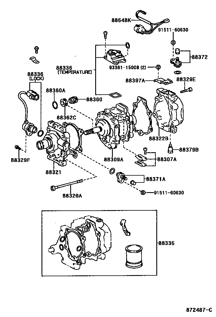 Toyota COROLLA Heating & Air Conditioning - Compressor EPC diagram — 872487C