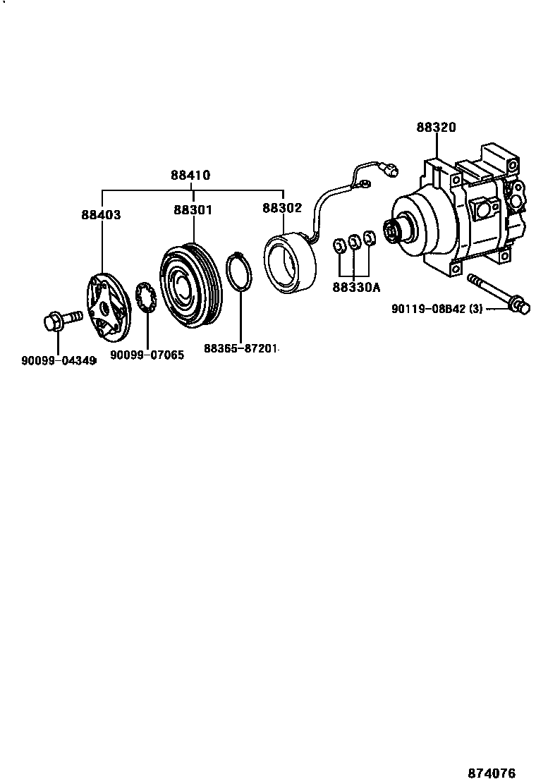 Toyota COROLLA Heating & Air Conditioning - Compressor EPC diagram — 874076
