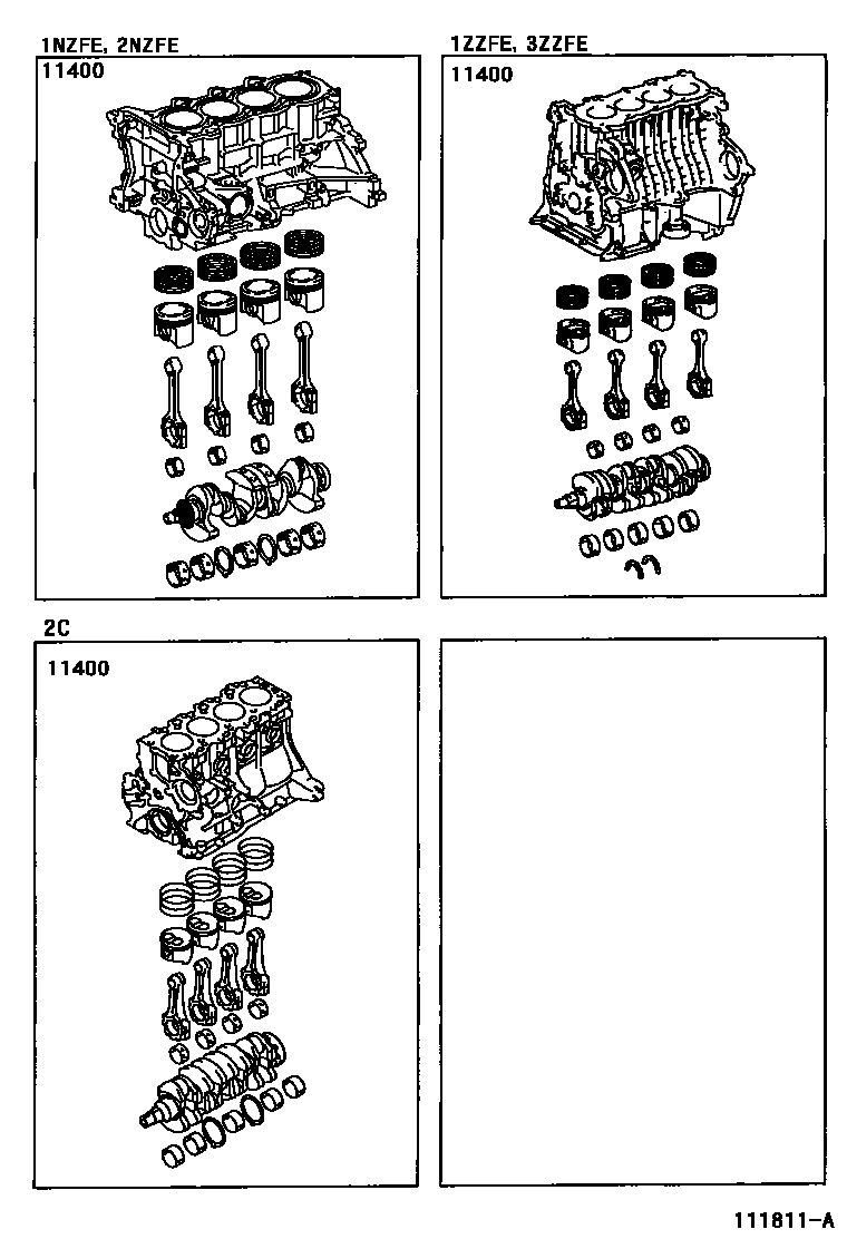 Toyota COROLLA Short Block Assembly EPC diagram — 111811A