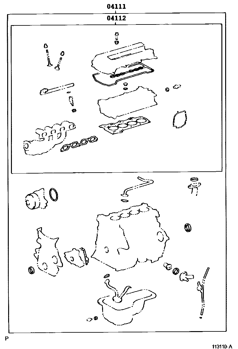 Toyota COROLLA Engine Overhaul Gasket Kit EPC diagram — 113110A