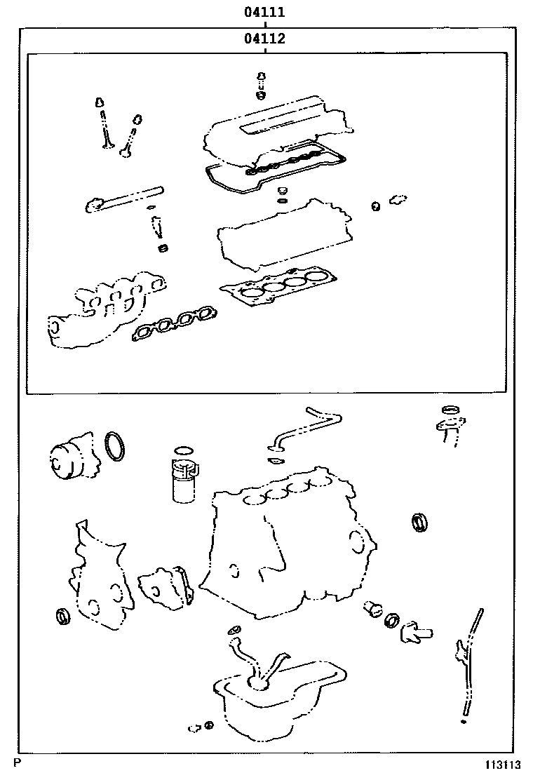 Toyota COROLLA Engine Overhaul Gasket Kit EPC diagram — 113113