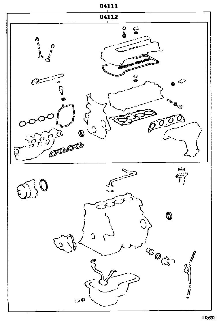 Toyota COROLLA Engine Overhaul Gasket Kit EPC diagram — 113692