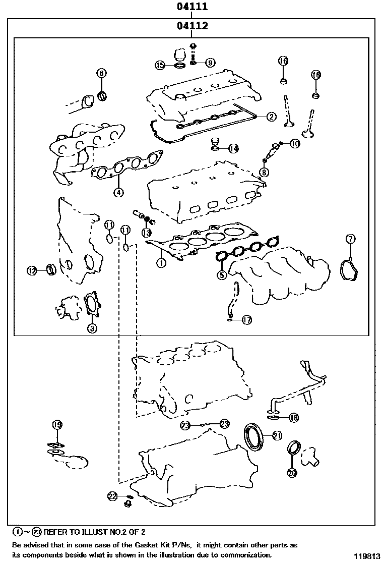 Toyota COROLLA Engine Overhaul Gasket Kit EPC diagram — 119813