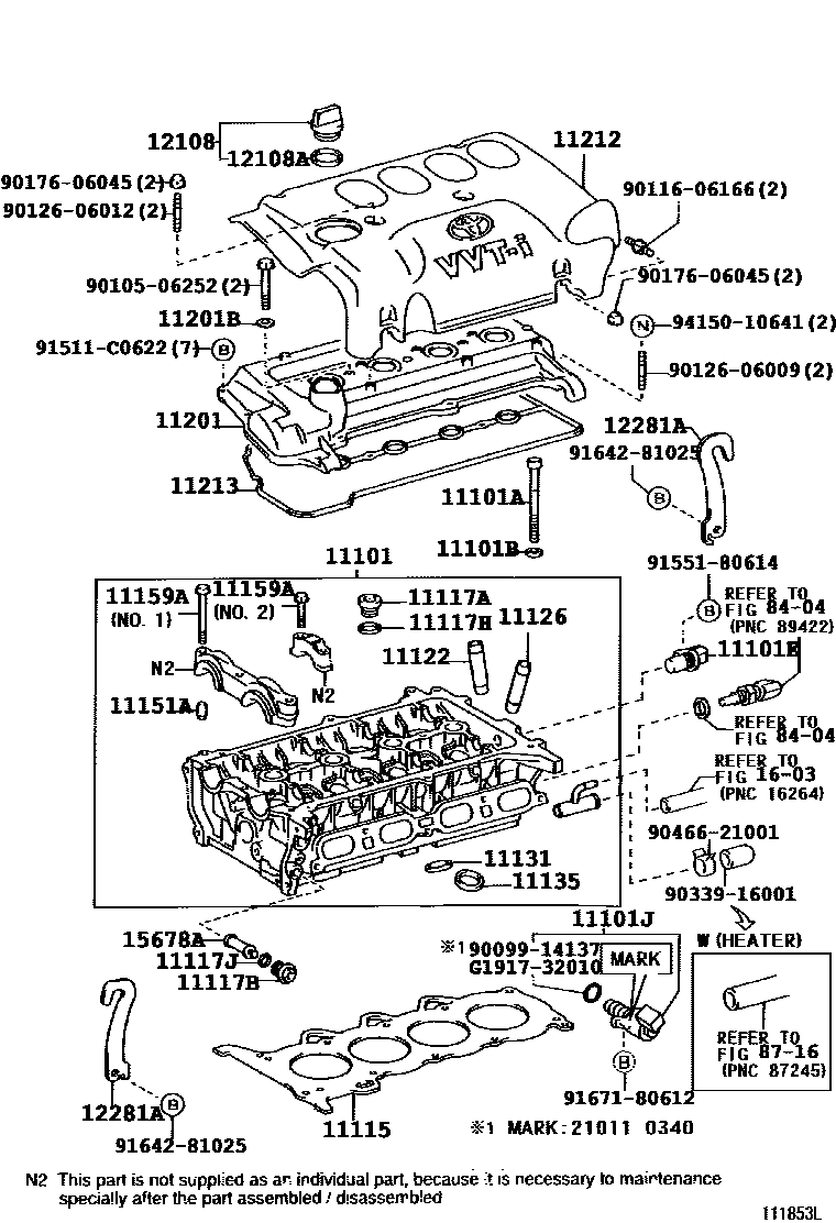 Toyota COROLLA Cylinder Head EPC diagram — 111853L