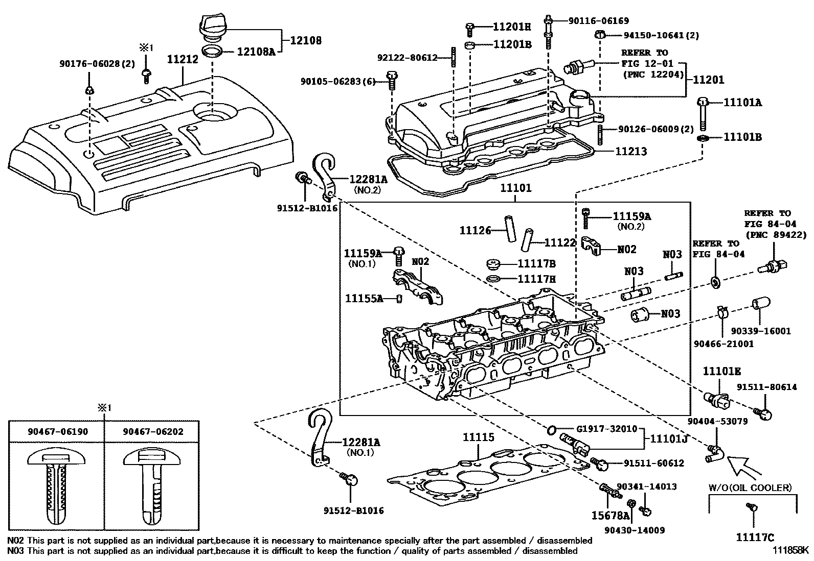 Toyota COROLLA Cylinder Head EPC diagram — 111858K