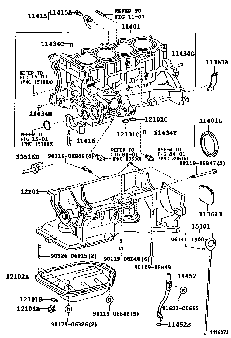 Toyota COROLLA Cylinder Block EPC diagram — 111837J