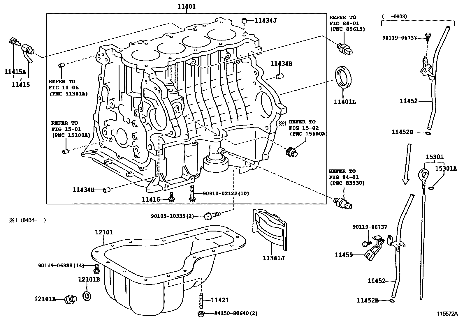 Toyota COROLLA Cylinder Block EPC diagram — 115572A