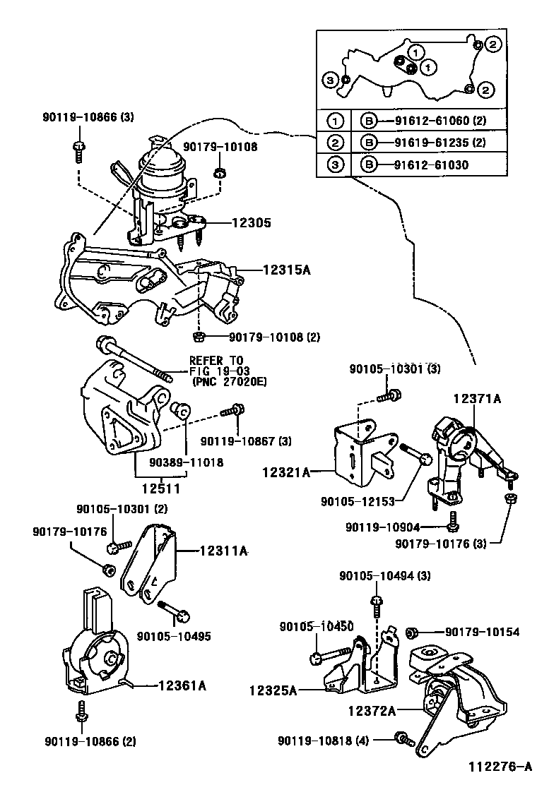 Toyota COROLLA Engine Mounting EPC diagram — 112276A