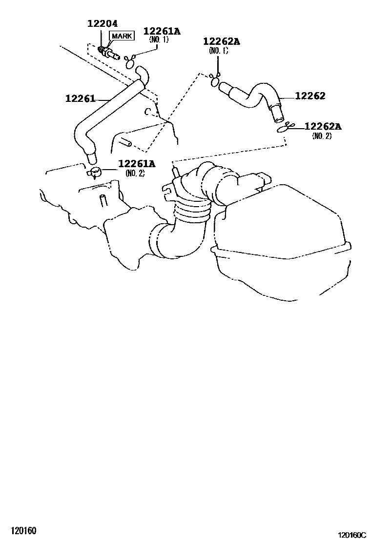 Toyota COROLLA Ventilation Hose EPC diagram — 120160C