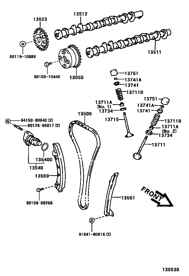 Toyota COROLLA Camshaft & Valve EPC diagram — 130530