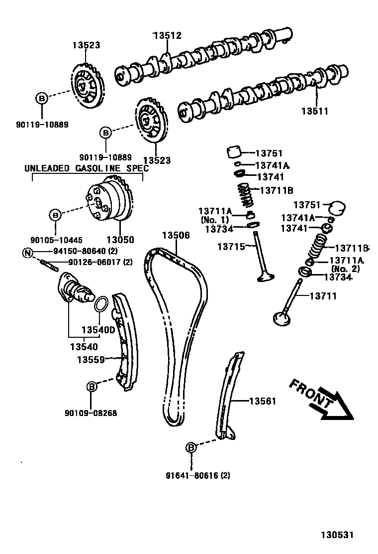 Toyota COROLLA Camshaft & Valve EPC diagram — 130531