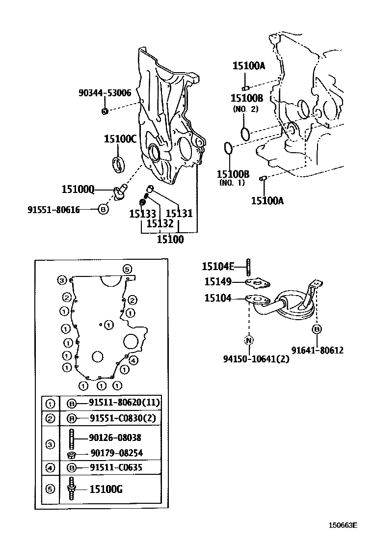 Toyota COROLLA Engine Oil Pump EPC diagram — 150663E