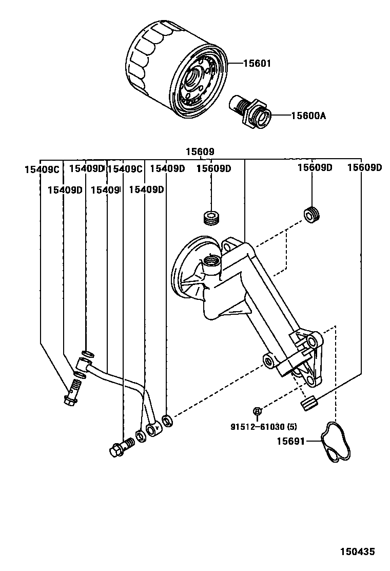 Toyota COROLLA Oil Filter EPC diagram — 150435