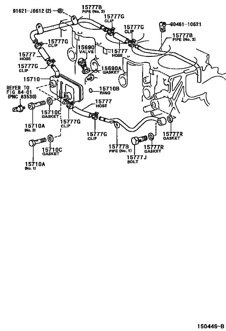 Toyota COROLLA Engine Oil Cooler EPC diagram — 150446B