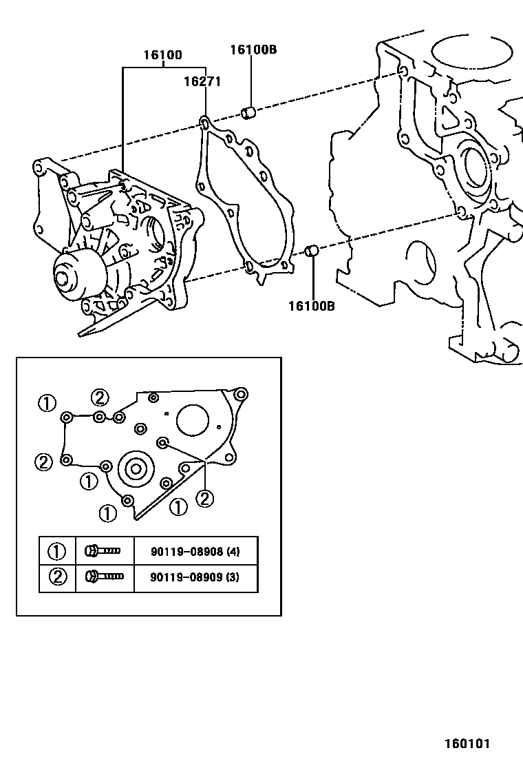 Toyota COROLLA Water Pump EPC diagram — 160101