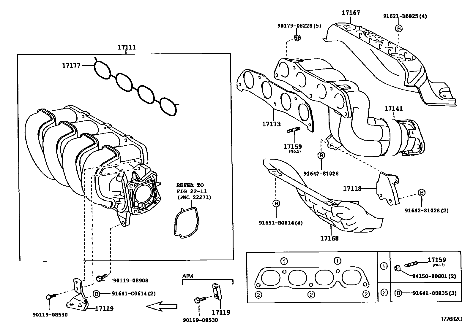 Toyota COROLLA Manifold EPC diagram — 172682Q