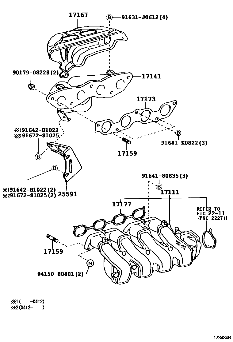 Toyota COROLLA Manifold EPC diagram — 173484B