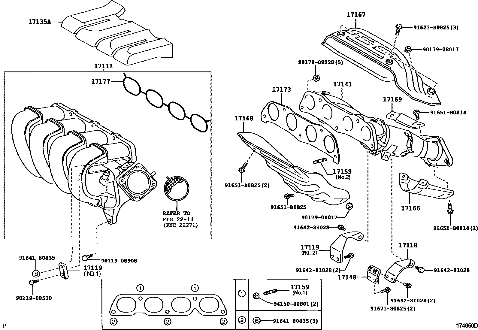 Toyota COROLLA Manifold EPC diagram — 174650D