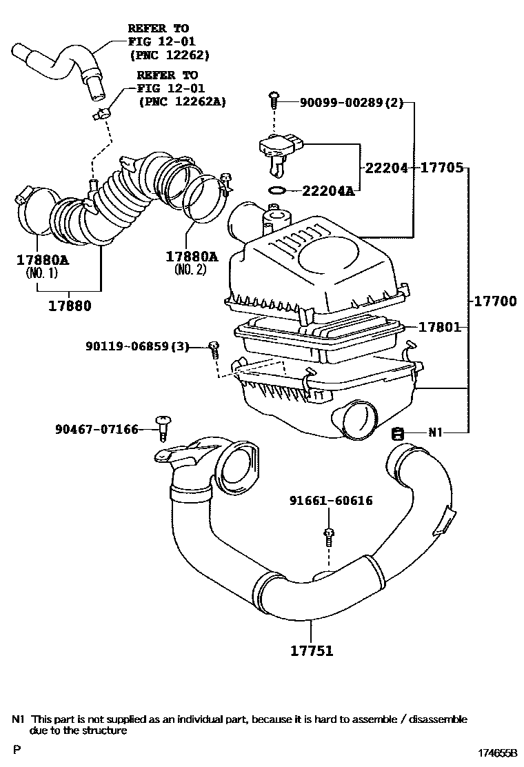 Toyota COROLLA Air Cleaner EPC diagram — 174655B