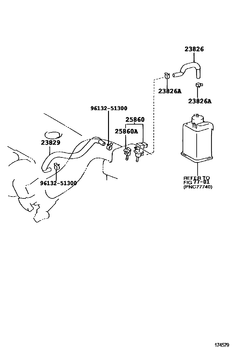Toyota COROLLA vacuum tube EPC diagram — 174579