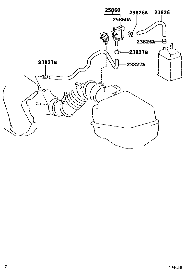 Toyota COROLLA vacuum tube EPC diagram — 174656