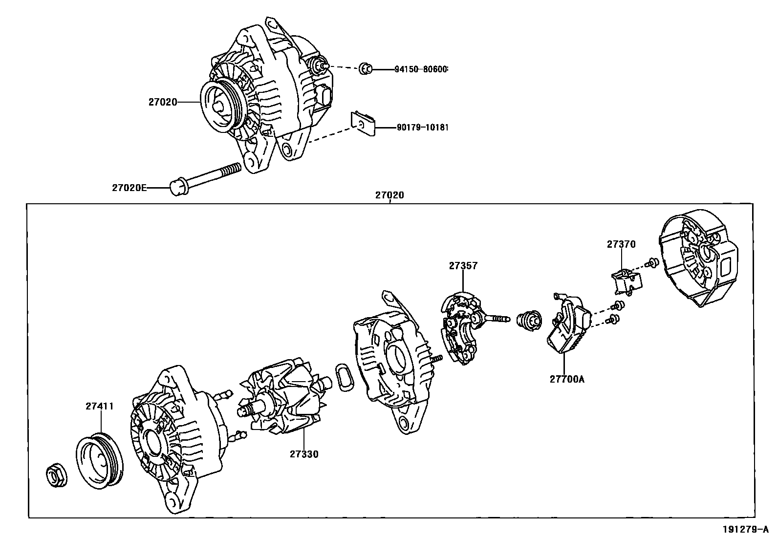 Toyota COROLLA Alternator EPC diagram — 191279A