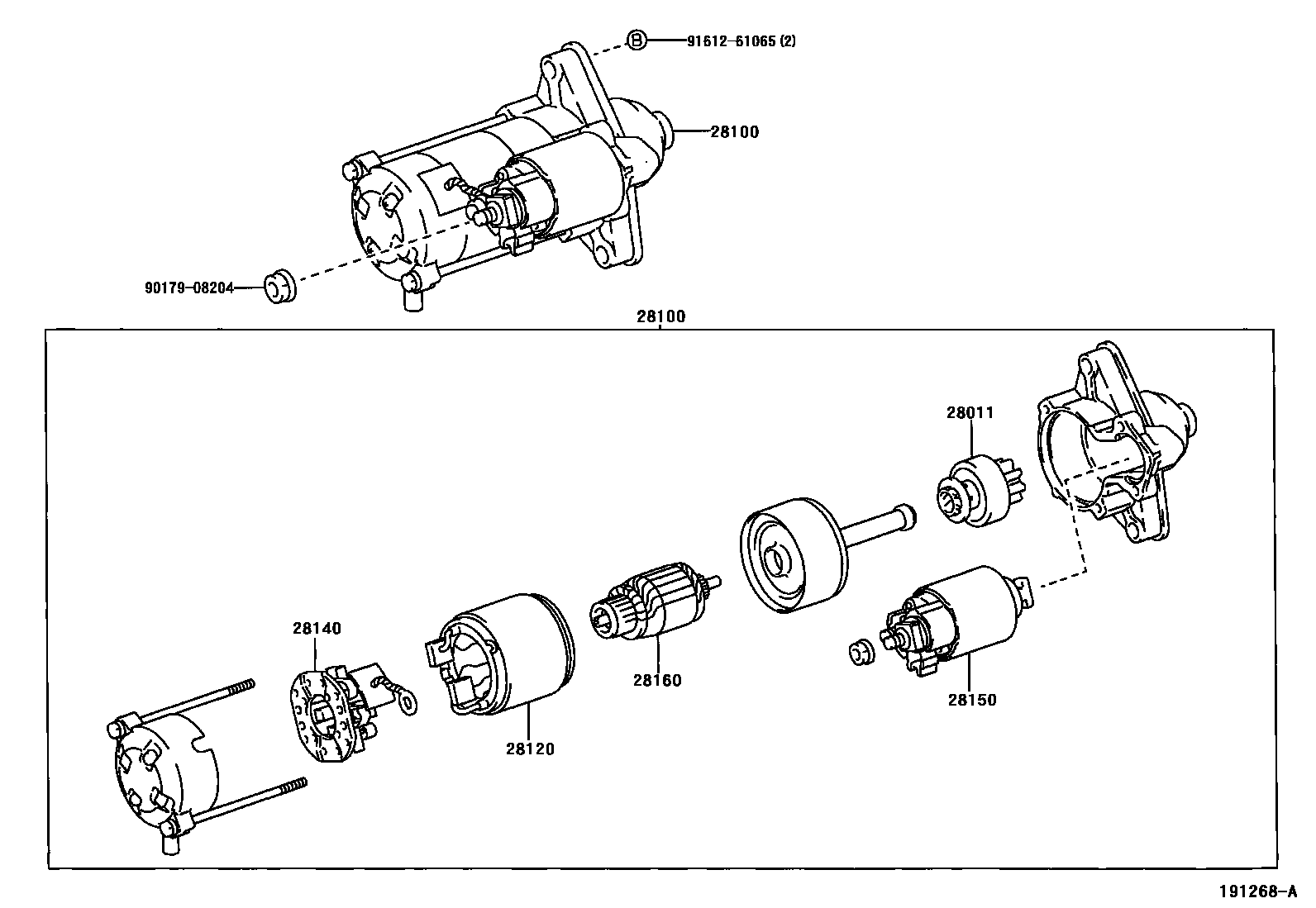 Toyota COROLLA 起动机 EPC diagram — 191268A