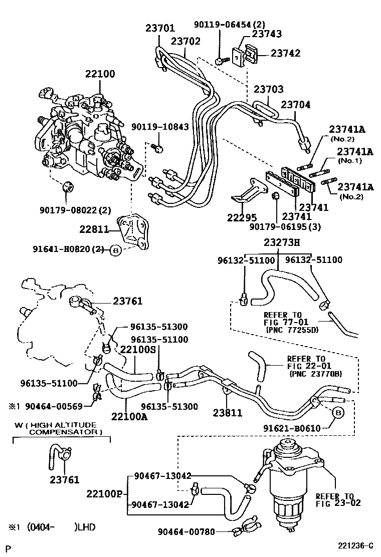 Toyota COROLLA 喷油泵总成 EPC diagram — 221236C