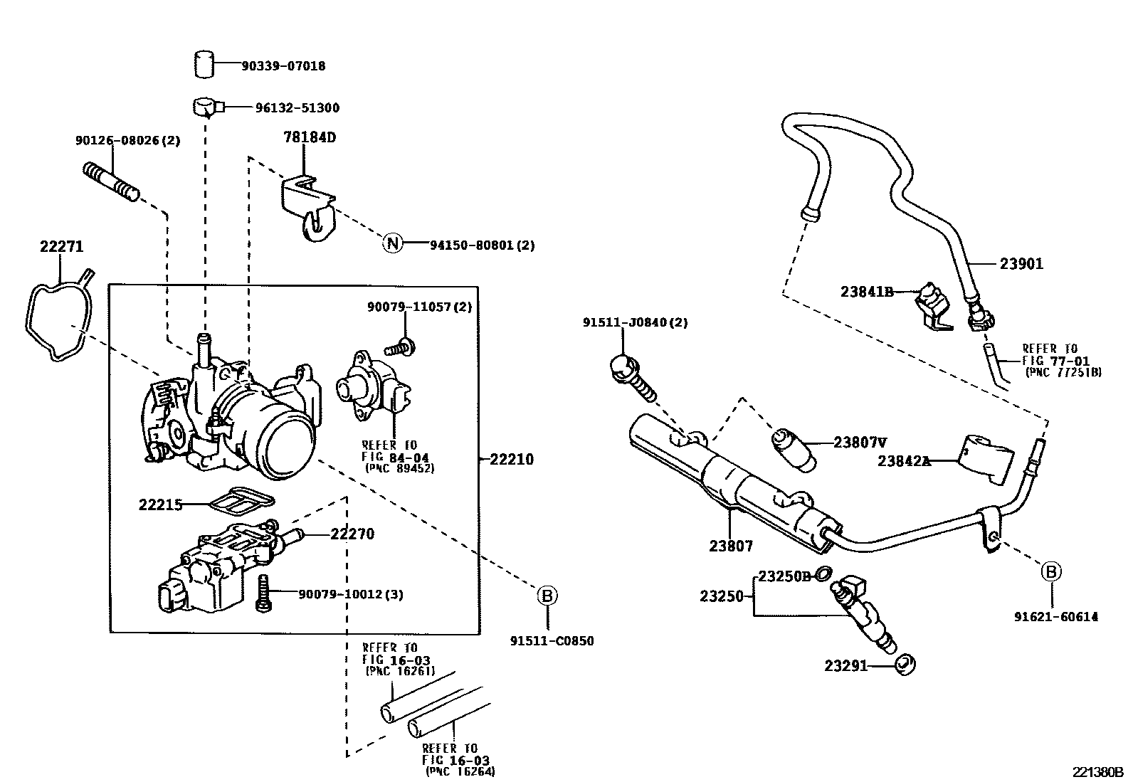 Toyota COROLLA 燃油喷射系统 EPC diagram — 221380B