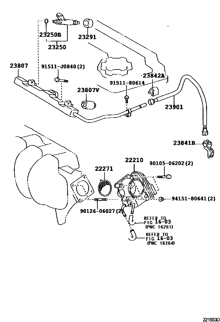Toyota COROLLA 燃油喷射系统 EPC diagram — 221553D