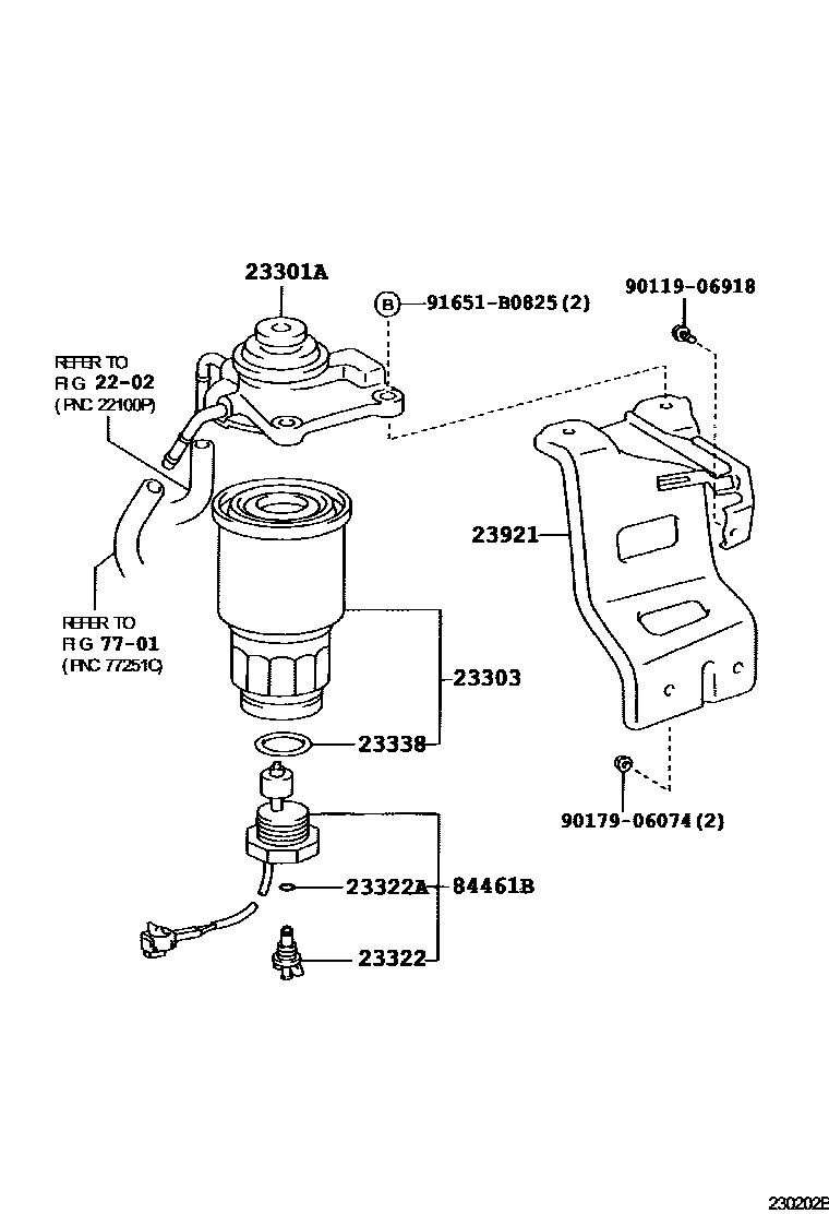 Toyota COROLLA fuel filter EPC diagram — 230202B