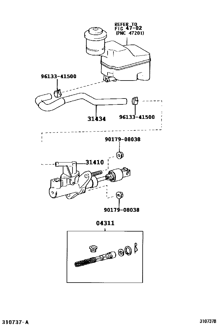 Toyota COROLLA 离合器总泵 EPC diagram — 310737B