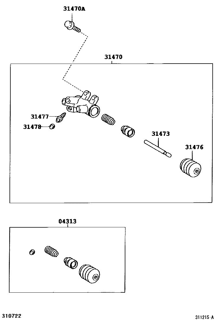 Toyota COROLLA 离合器分离缸 EPC diagram — 311215A