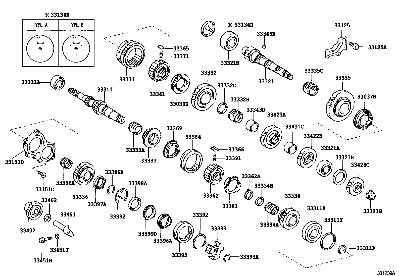 Toyota COROLLA 变速器齿轮(MTM) EPC diagram — 331239A