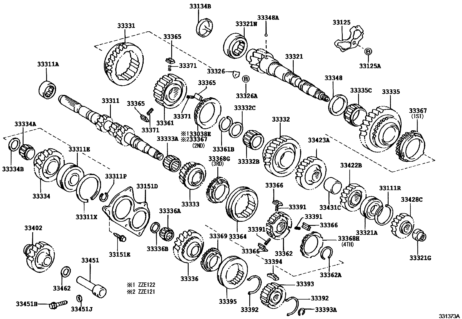 Toyota COROLLA 变速器齿轮(MTM) EPC diagram — 331373A