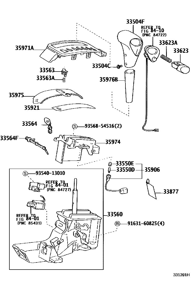Toyota COROLLA Shift Lever & Retainer EPC diagram — 331391H