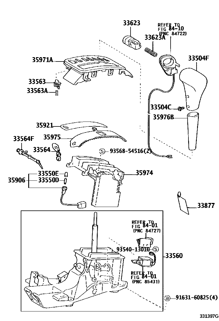 Toyota COROLLA Shift Lever & Retainer EPC diagram — 331397G