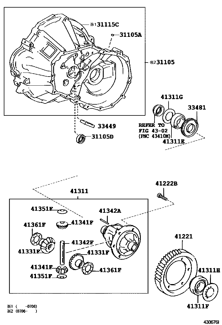 Toyota COROLLA 前桥壳和差速器 EPC diagram — 430676I