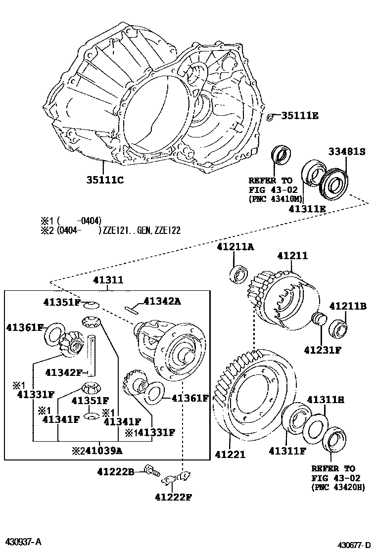 Toyota COROLLA 前桥壳和差速器 EPC diagram — 430677D