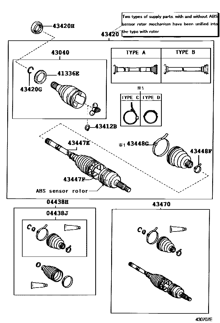 Toyota COROLLA Front Drive Shaft EPC diagram — 430707E