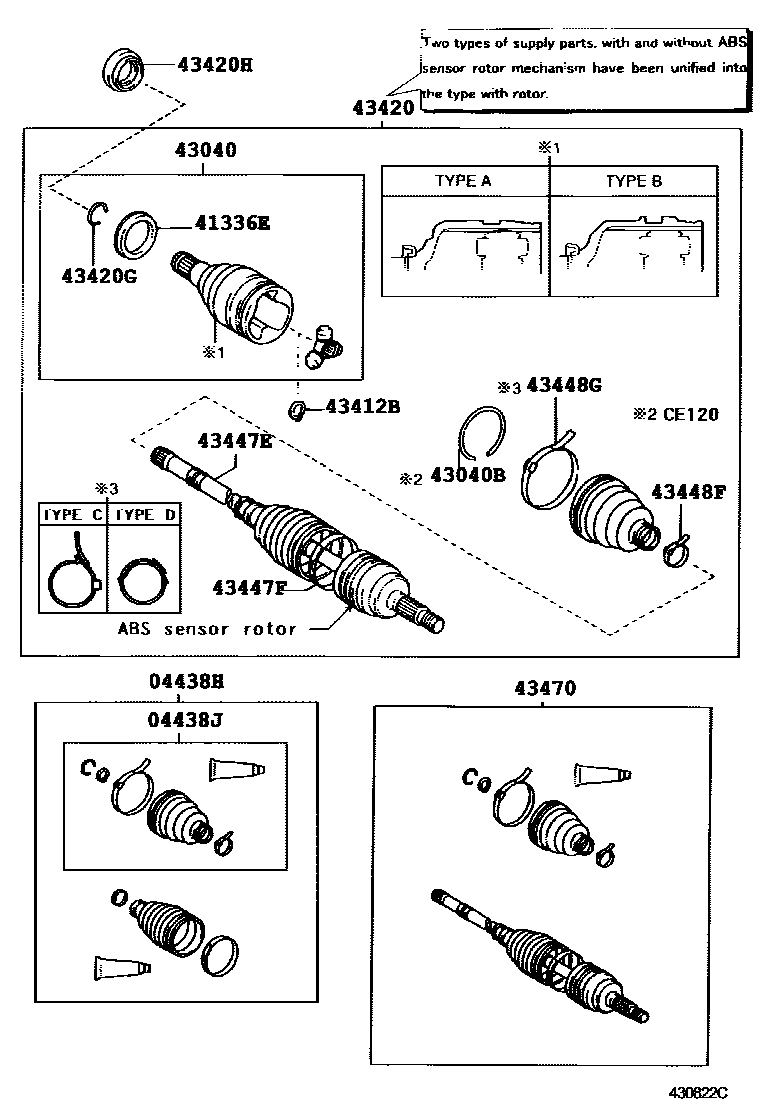 Toyota COROLLA Front Drive Shaft EPC diagram — 430822C