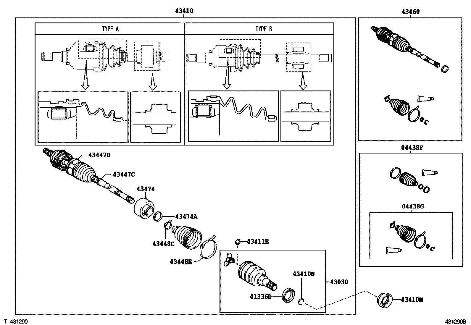 Toyota COROLLA Front Drive Shaft EPC diagram — 431290B