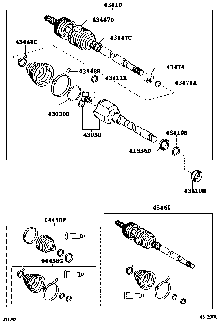 Toyota COROLLA Front Drive Shaft EPC diagram — 431297A