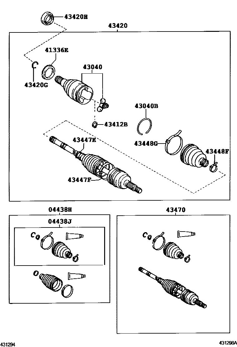 Toyota COROLLA Front Drive Shaft EPC diagram — 431298A