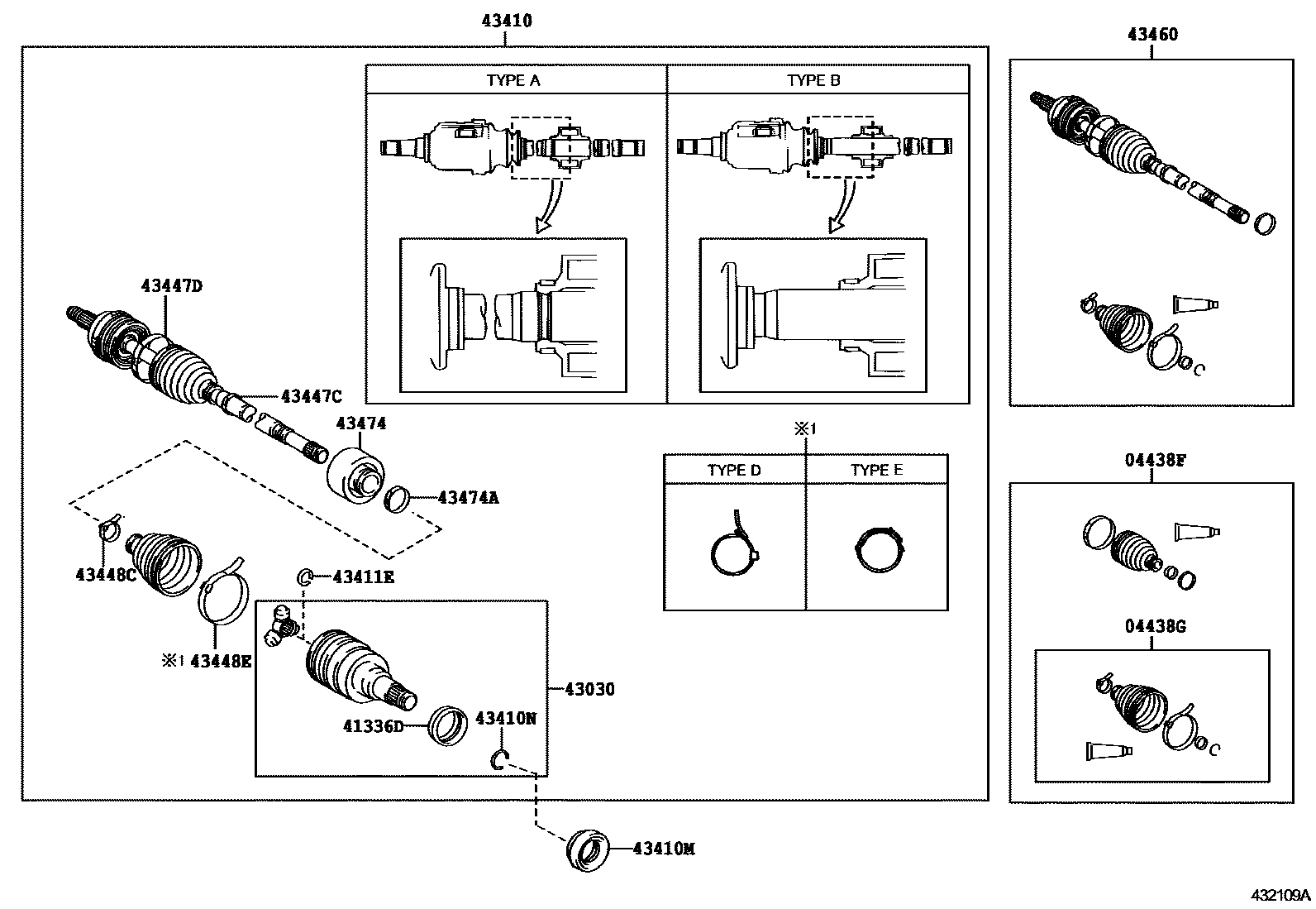 Toyota COROLLA Front Drive Shaft EPC diagram — 432109A