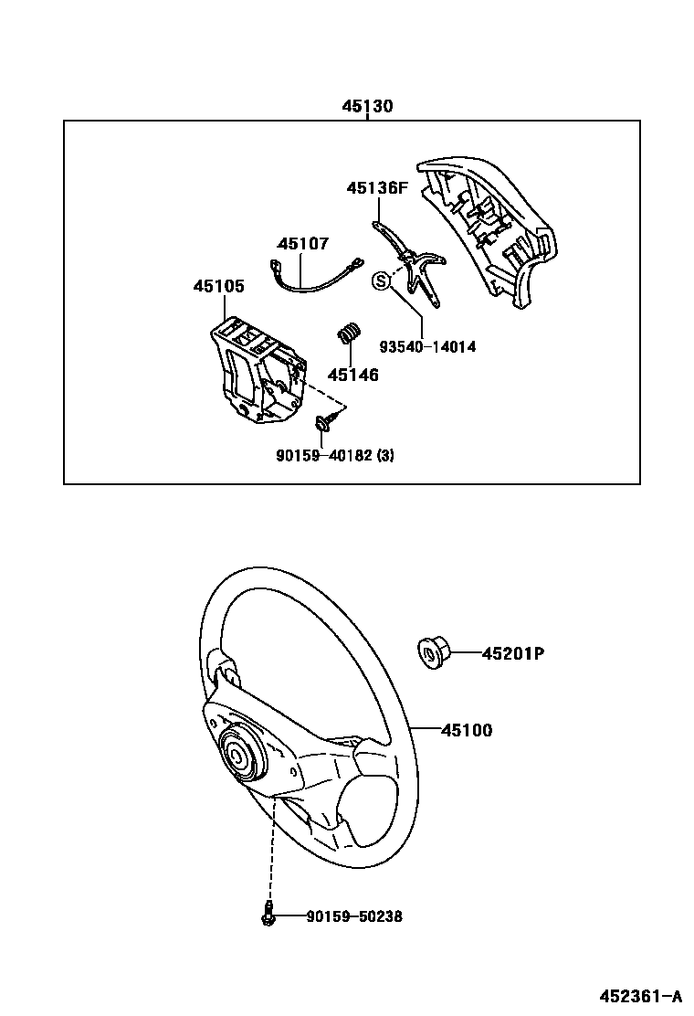 Toyota COROLLA Steering Wheel EPC diagram — 452361A