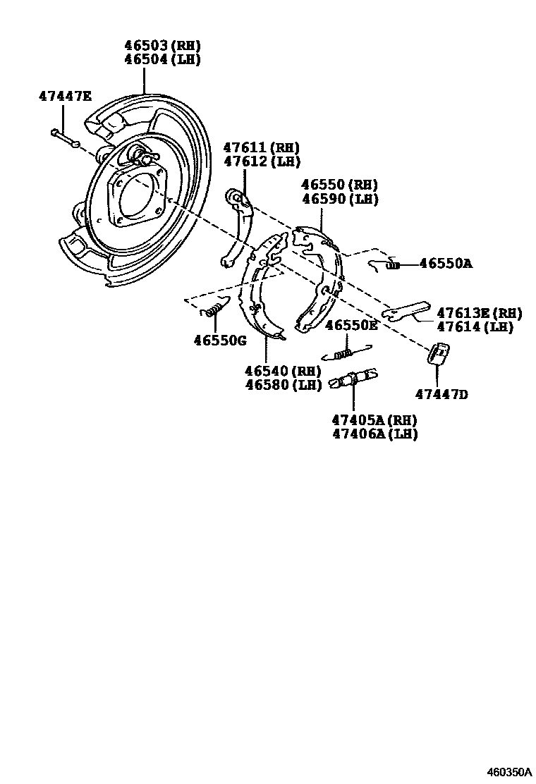 Toyota COROLLA Parking Brake & Cable EPC diagram — 460350A