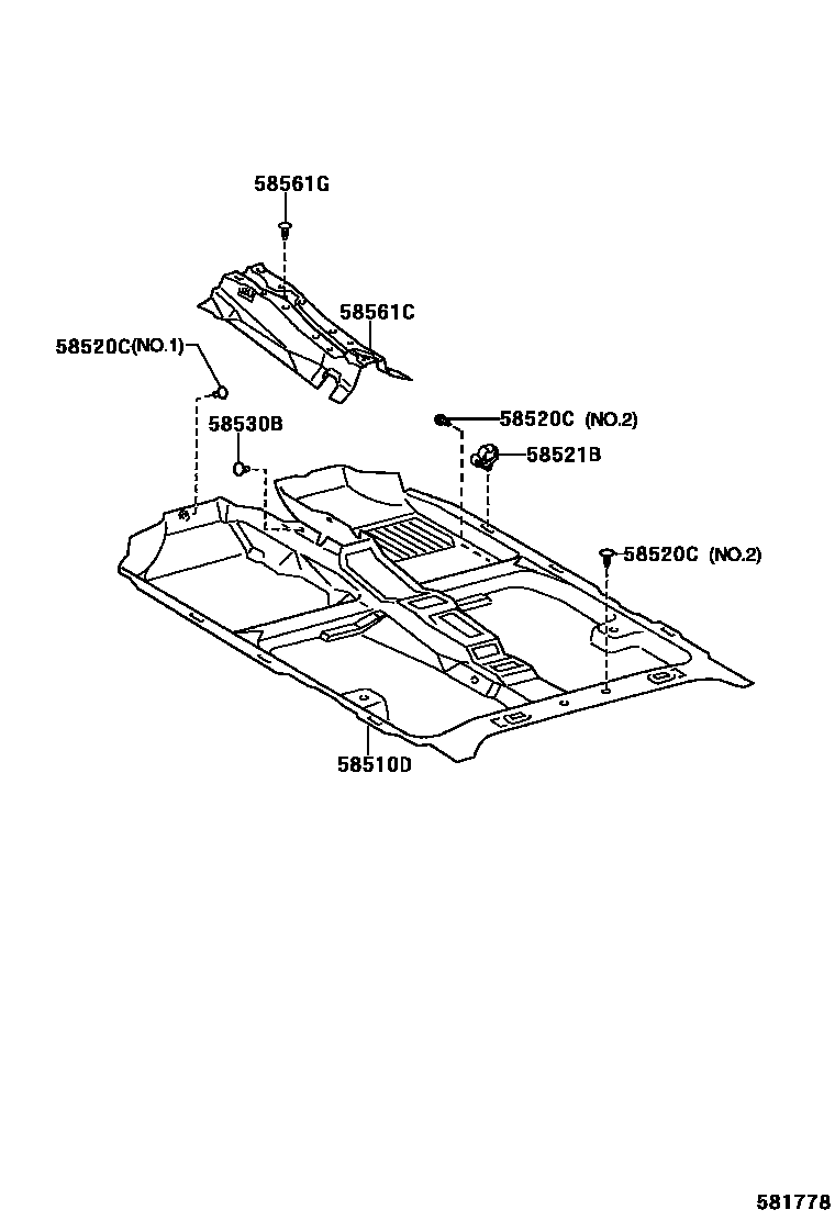 Toyota COROLLA 地板垫和地毯 EPC diagram — 581778