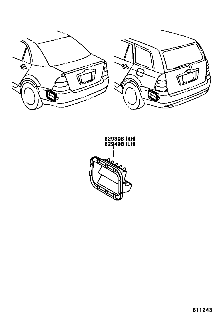 Toyota COROLLA 车侧通风装置 EPC diagram — 611243